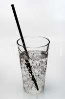 drink with ice and black straw