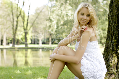 blond wonam in the garden