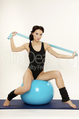 Woman with fitness ball