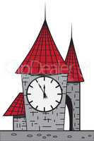 Cartoon castle with a clock