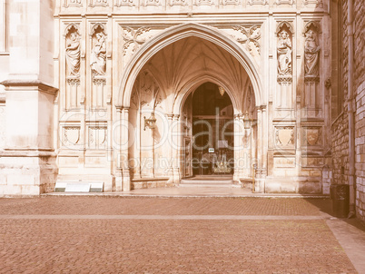 Retro looking Westminster Abbey in London