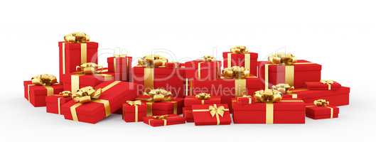 Red gift boxes, presents isolated 3d rendering