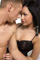 intimate young couple during foreplay