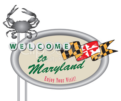 Rroad sign Welcome to Maryland