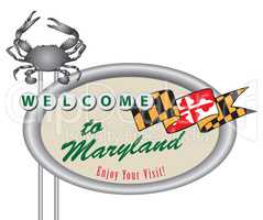 Rroad sign Welcome to Maryland