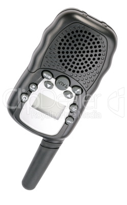 Walkie Talkie in Black Plastic Case Isolated