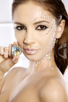 picture of lovely woman with diamond heart