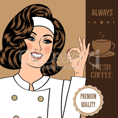 coffee advertising banner with a beautiful lady