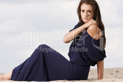 attractive and sensuality woman dancing in the desert