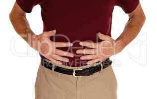 Man holding his stomach for pain.