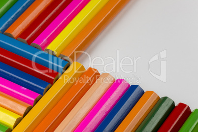 Abstract composition of a set wooden colour pencils.