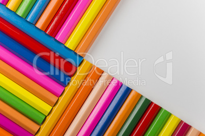 Abstract composition of a set wooden colour pencils.