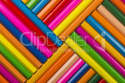 Abstract composition of a set wooden colour pencils.