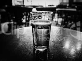 Black and white Pint of beer