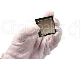 Electronic collection - CPU in hand isolated on white background