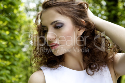 brunette in the garden