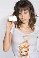 woman with card