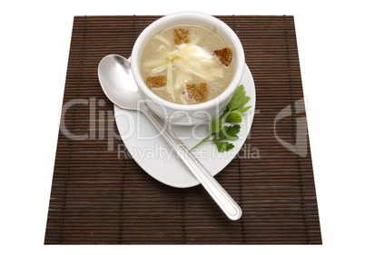 soup in a white bowl