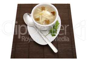 soup in a white bowl