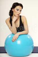 Woman with fitness ball