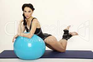 Woman with fitness ball