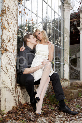 Portrait of young couple in love posing