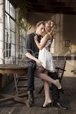 Portrait of young couple in love posing