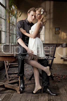 Portrait of young couple in love posing