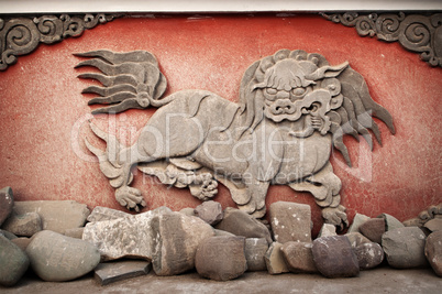Carved animal at monastery