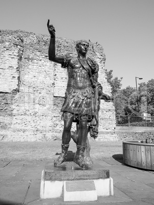 Black and white Trajan statue in London