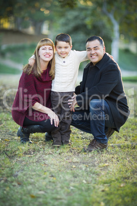 Young Mixed Race Family Portrait Outdoors