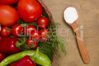 Wooden spoon with salt