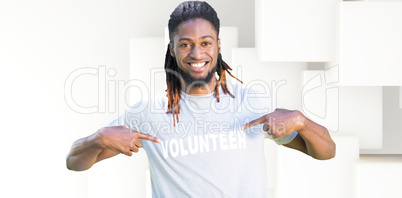 Composite image of happy volunteer in the park