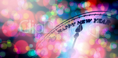 Composite image of happy new year on clock over white background