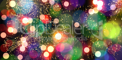 Colourful fireworks exploding on black background