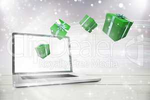 Composite image of green presents