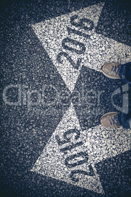 Composite image of casually dressed mans feet