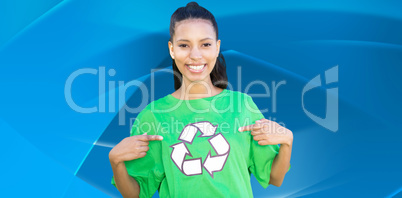 Composite image of happy environmental activist in the park