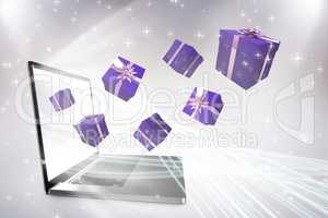 Composite image of purple presents