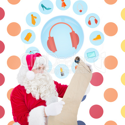 Composite image of santa checking list