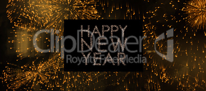 Composite image of glittering happy new year