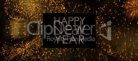 Composite image of glittering happy new year