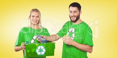 Composite image of portrait of happy man holding bottle Composite image of portrait of happy man holding bottle