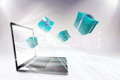 Composite image of blue and silver presents