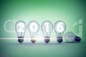 Composite image of 2016 with light bulb