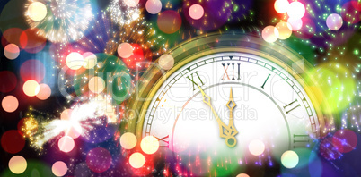 Composite image of gold clock