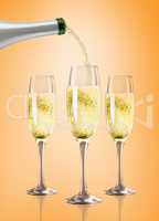 Composite image of champagne pouring