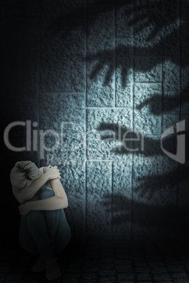 Composite image of hand of a businessman writing with a chalk