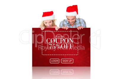 Composite image of young festive couple