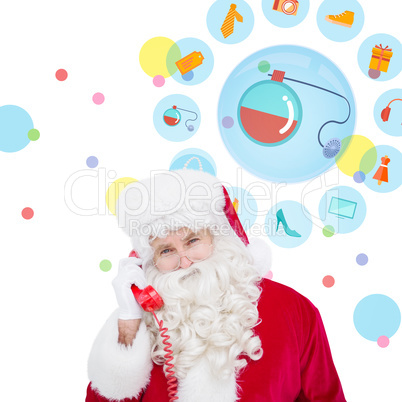 Composite image of santa claus on the phone